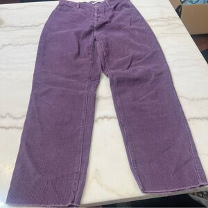 Pacsun Purple Corduroy High Rise Straight Leg Button Fly Size 26 Raw Hem